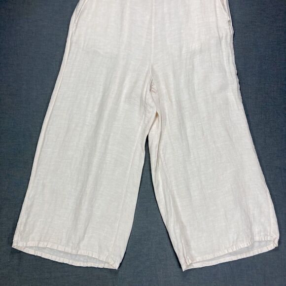 Tahari Linen Wide Leg Cropped Pants Women XL High Rise Pockets Cottage Core Boho - Picture 5 of 15